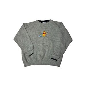 VTG  Winnie The Pooh Sweatshirt Size Large Gray Disney Crewneck 90s, 100% Cotton